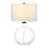 Homezia 24" Clear Glass Table Lamp With White Drum Shade
