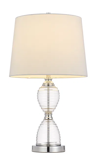 Homezia 24" Clear Metal Table Lamp With White Empire Shade In Neutral