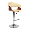 Shop Homezia 24" Cream And Silver Faux Leather And Solid Wood Swivel Low Back Adjustable Height Bar Chair