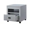 Homezia 24" Dove Gray Square End Table With Drawer And Shelf