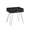 Homezia 24" Gold And Black End Table With Drawer