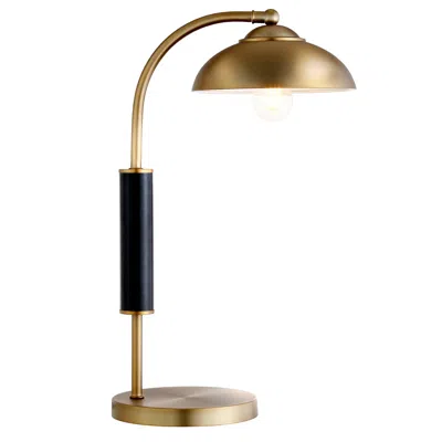 Homezia 24" Gold And Black Metal Desk Table Lamp With Gold Dome Shade