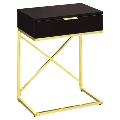 Homezia 24" Gold And Black Wood And Metal End Table With Drawer In Multi