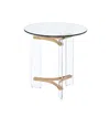 Homezia 24" Gold And Clear Glass And Metal Round End Table