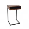 Homezia 24" Gold And Natural Solid Wood Square End Table