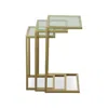 Homezia 24" Gold Glass Rectangular End Table