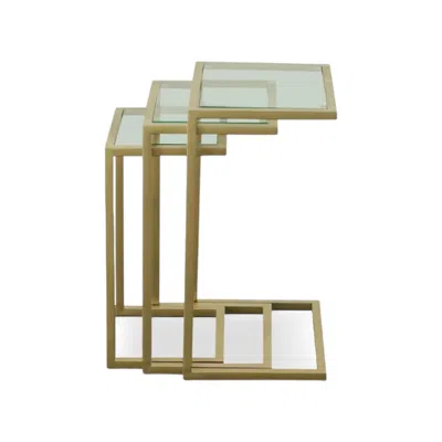 Homezia 24" Gold Glass Rectangular End Table