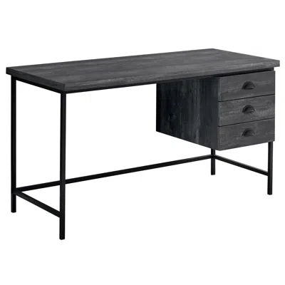 Homezia 24" Gray And Black Computer Desk With Three Drawers In White