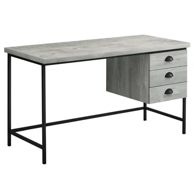 Homezia 24" Gray And Black Computer Desk With Three Drawers
