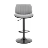 Homezia 24" Gray And Black Iron Swivel Adjustable Height Bar Chair