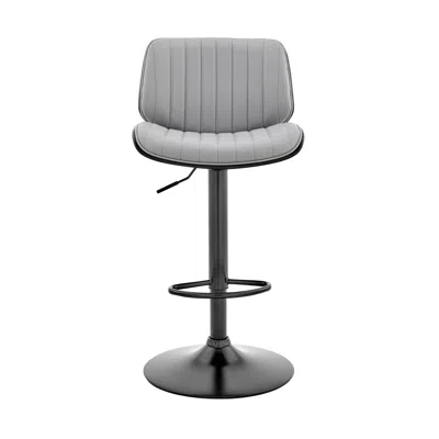 Homezia 24" Gray And Black Iron Swivel Adjustable Height Bar Chair
