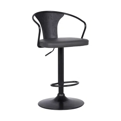 Homezia 24" Gray And Black Iron Swivel Low Back Adjustable Height Bar Chair