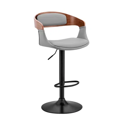 Homezia 24" Gray And Black Iron Swivel Low Back Adjustable Height Bar Chair