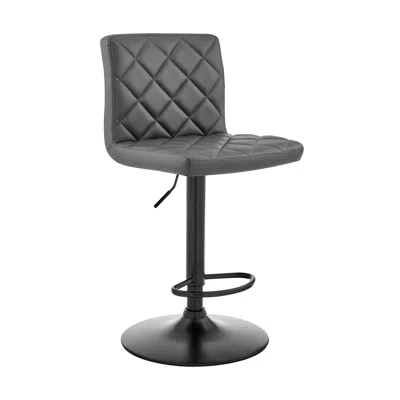 Homezia 24" Gray And Black Iron Swivel Low Back Adjustable Height Bar Chair