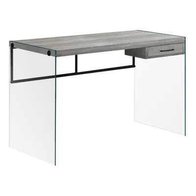 Homezia 24" Gray And Clear Computer Desk In Multi