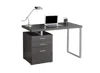 Homezia 24" Gray And Silver Computer Desk With Three Drawers