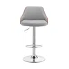 Homezia 24" Gray And Silver Iron Swivel Adjustable Height Bar Chair