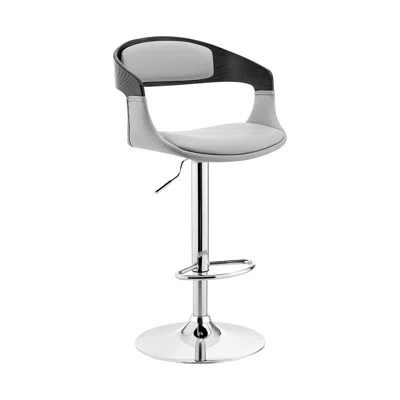 Homezia 24" Gray And Silver Iron Swivel Low Back Adjustable Height Bar Chair