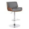 Homezia 24" Gray And Silver Iron Swivel Low Back Adjustable Height Bar Chair