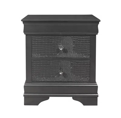 Homezia 24" Gray Shagreen Two Drawer Solid Wood Nightstand