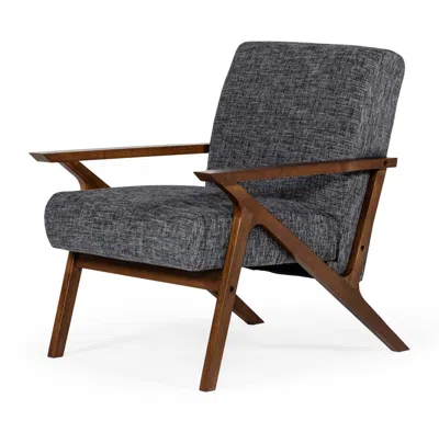 Homezia 24" Grey And Walnut Solid Color Arm Chair In Gray