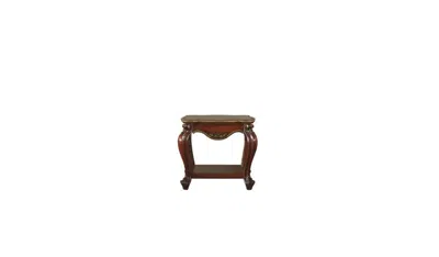 Homezia 24" Honey Oak Solid Wood And Polyresin Square End Table With Shelf