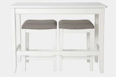 Homezia 24" Light Gray And White Solid Wood Backless Bar Chair