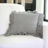 Homezia 24" Light Gray Pillow With Ruffled Edges