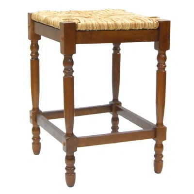 Homezia 24" Natural And Brown Solid Wood Backless Counter Height Bar Chair