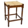 Homezia 24" Natural And Chestnut Solid Wood Backless Counter Height Bar Chair