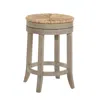 Homezia 24" Natural And Gray Solid Wood Swivel Backless Counter Height Bar Chair