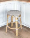 Homezia 24" Natural Gray And White Rattan Backless Counter Height Bar Chair