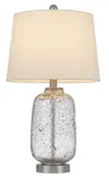 Homezia 24" Nickel Metal Cylinder Table Lamp With White Empire Shade