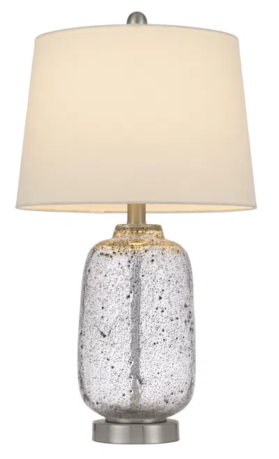 Homezia 24" Nickel Metal Cylinder Table Lamp With White Empire Shade