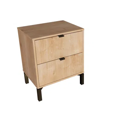 Homezia 24" Oak Two Drawer Faux Wood Nightstand