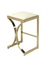 Homezia 24" Off White And Gold Faux Leather And Iron Backless Counter Height Bar Chair