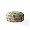 Homezia 24" Red And White Cotton Round Polka Dots Pouf Cover