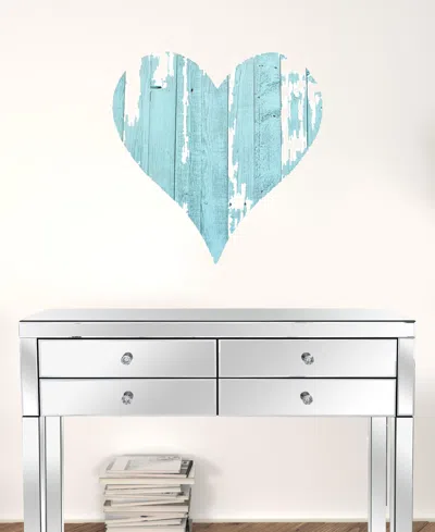 Homezia 24" Rustic Farmhouse Turquoise Large Wooden Heart In Brown