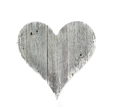 Homezia 24" Rustic Farmhouse White Wash Large Wooden Heart