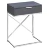 Homezia 24" Silver And Gray Wood And Metal End Table With Drawer