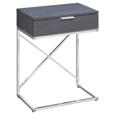 Homezia 24" Silver And Gray Wood And Metal End Table With Drawer