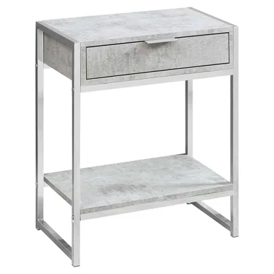Homezia 24" Silver And Gray Wood And Metal End Table With Drawer And Shelf
