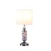 Homezia 24" Silver Bedside Table Lamp With White Drum Shade