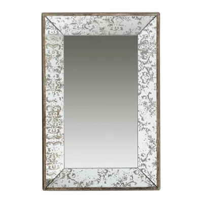 Homezia 24" Silver Glass Framed Accent Mirror In Gray