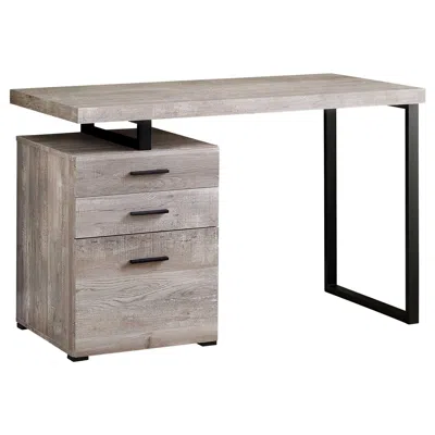 Homezia 24" Taupe And Black Computer Desk With Three Drawers In Gray