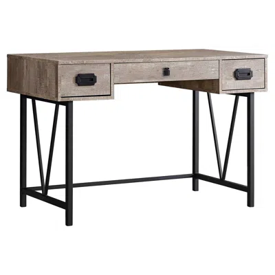 Homezia 24" Taupe And Black Computer Desk With Three Drawers