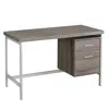 Homezia 24" Taupe And Silver Computer Desk With Two Drawers