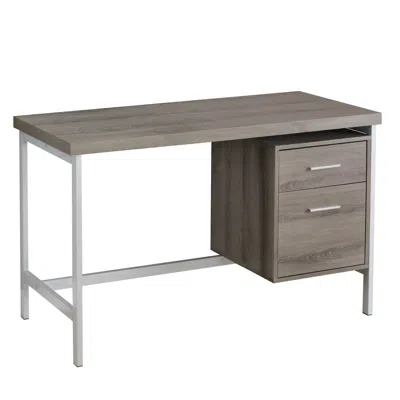 Homezia 24" Taupe And Silver Computer Desk With Two Drawers