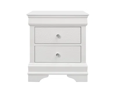 Homezia 24" White Shagreen Two Drawer Solid Wood Nightstand