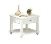 Homezia 24" White Washed Square End Table With Drawer And Shelf